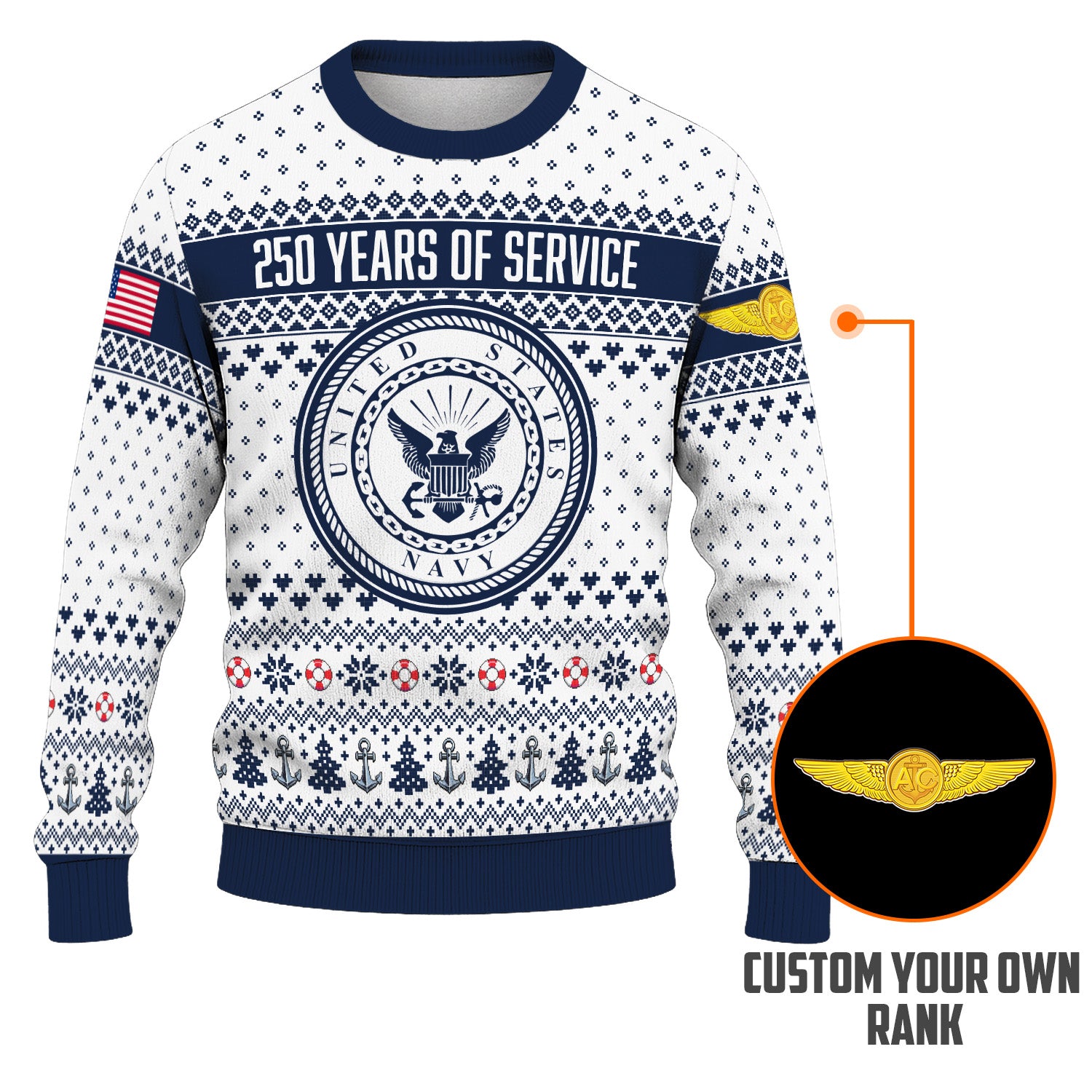 Personalized US Navy Christmas Ugly Sweater UST011