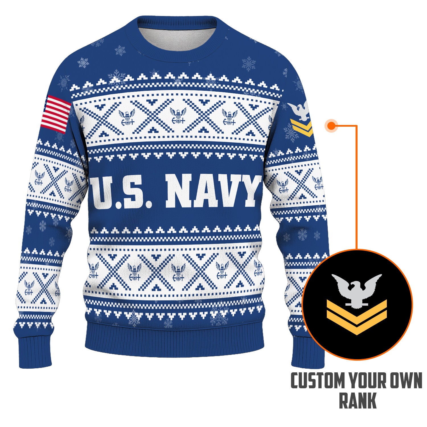 Personalized US Navy Christmas Ugly Sweater UST010