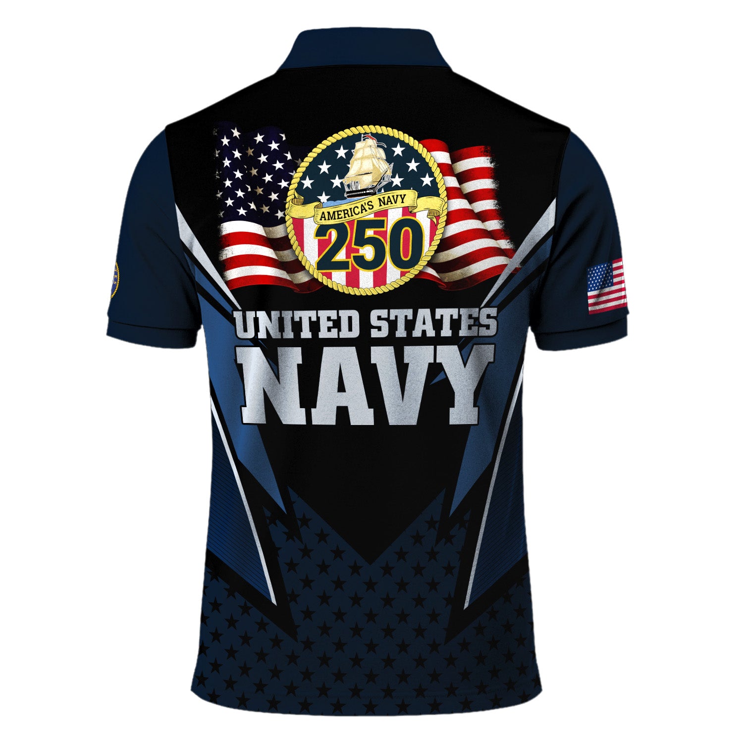 US Navy Polo Shirt – Lightning Eagle Design with Custom Rank & Text