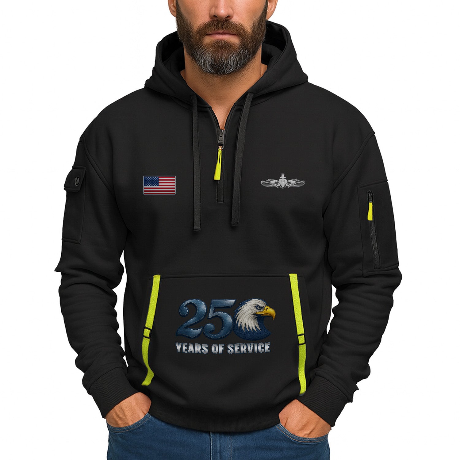 Personalized US Navy Quarter Zip Hoodie KRQZ08