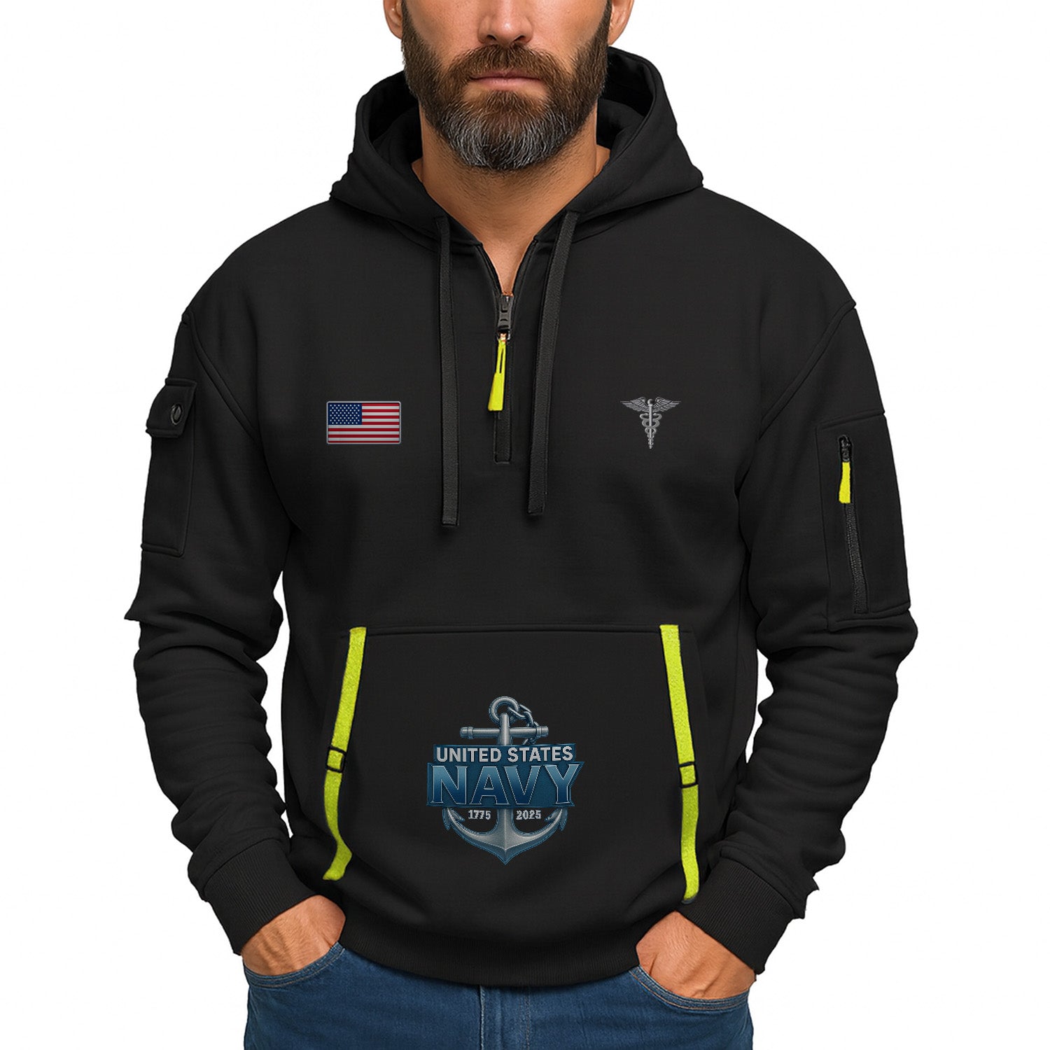 Personalized US Navy Quarter Zip Hoodie KRQZ07