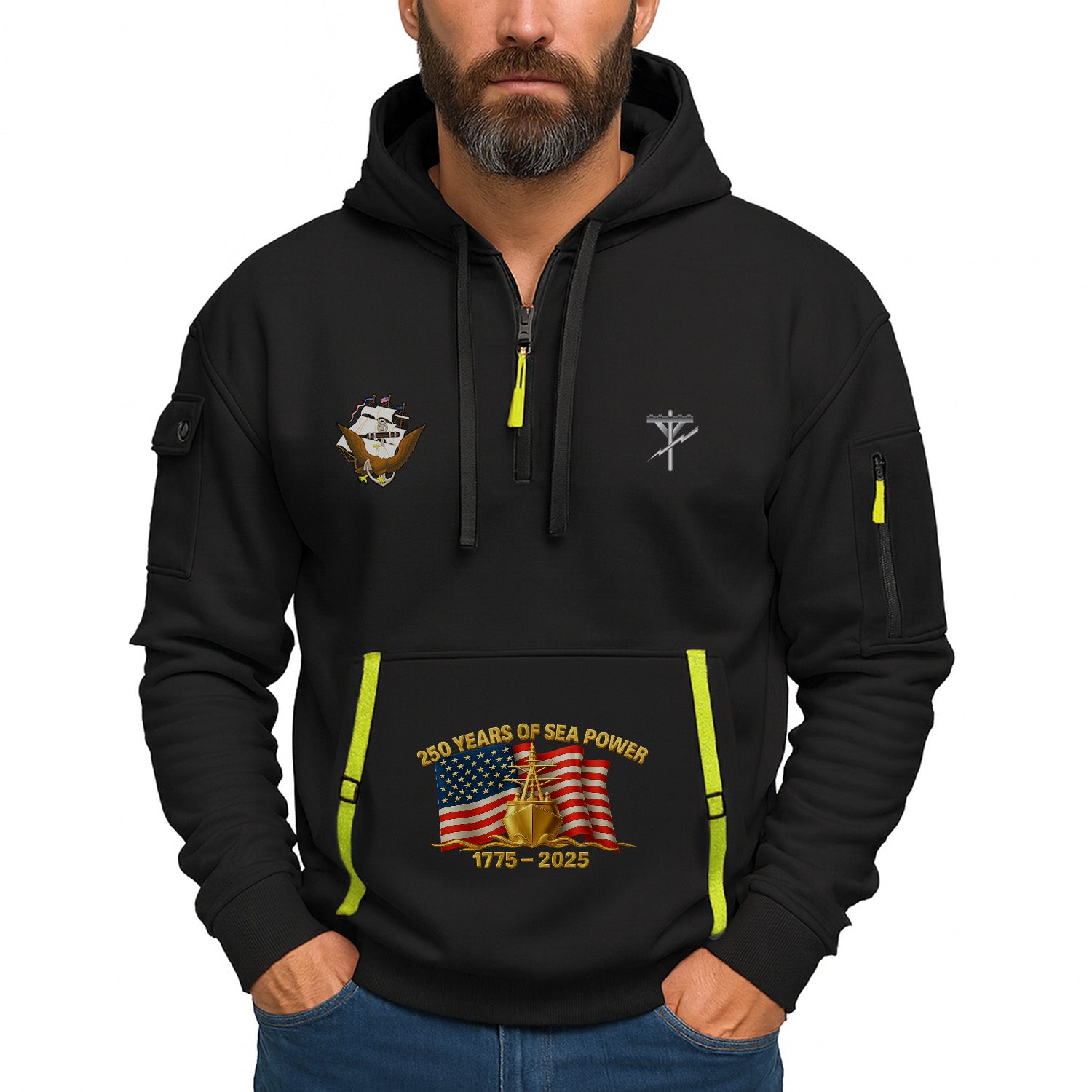 Personalized US Navy Quarter Zip Hoodie KRQZ06