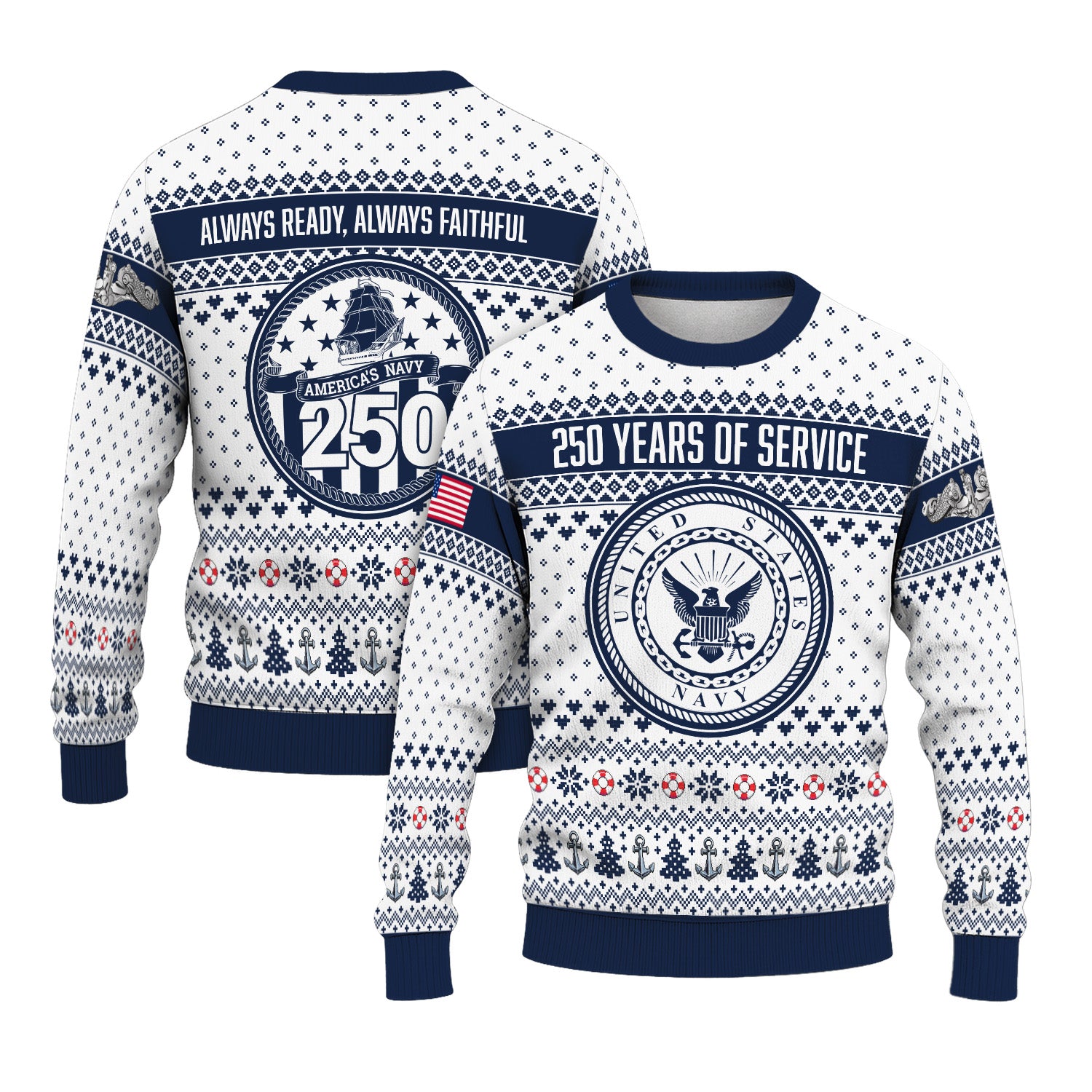 Personalized US Navy Christmas Ugly Sweater UST011