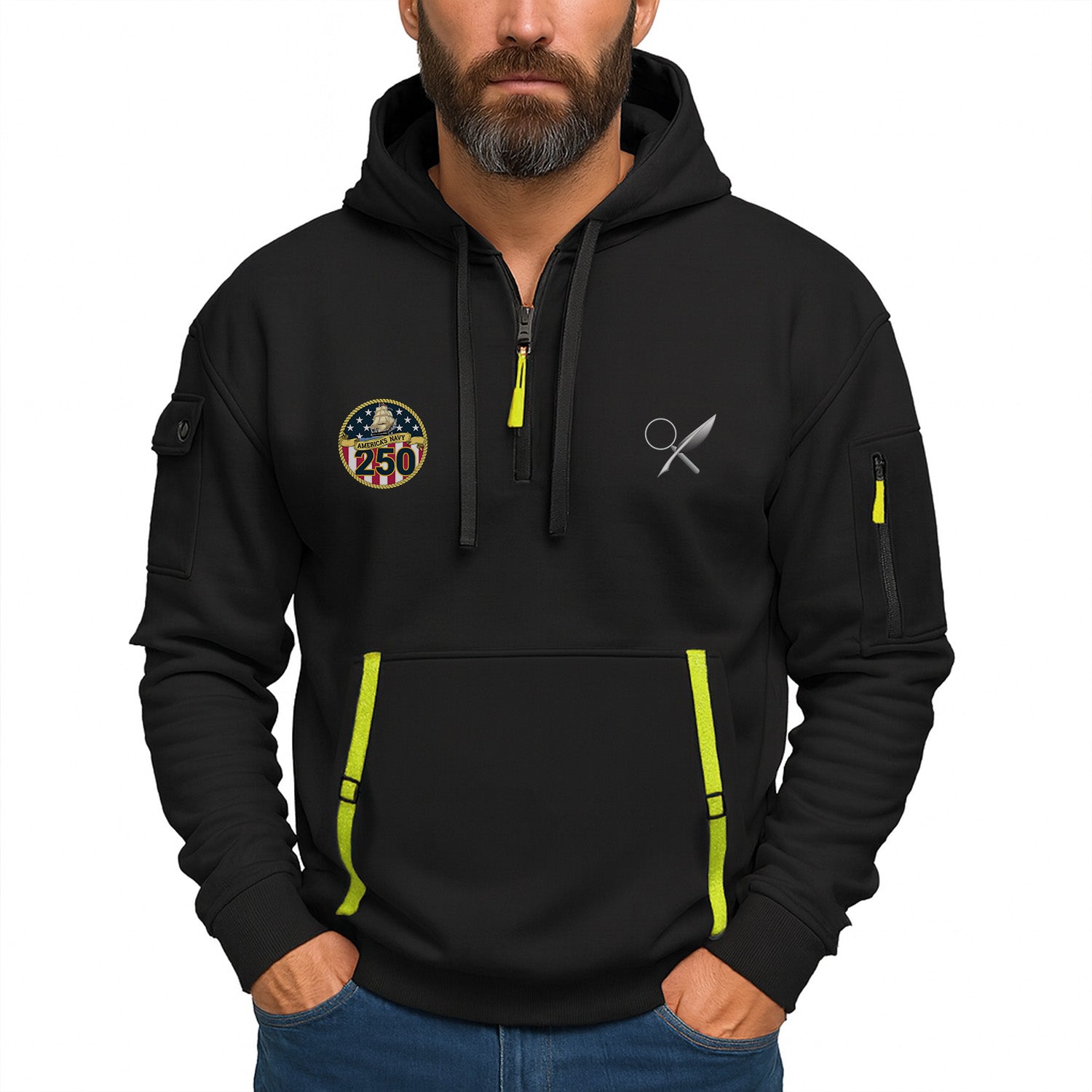 Personalized US Navy Quarter Zip Hoodie KRQZ01