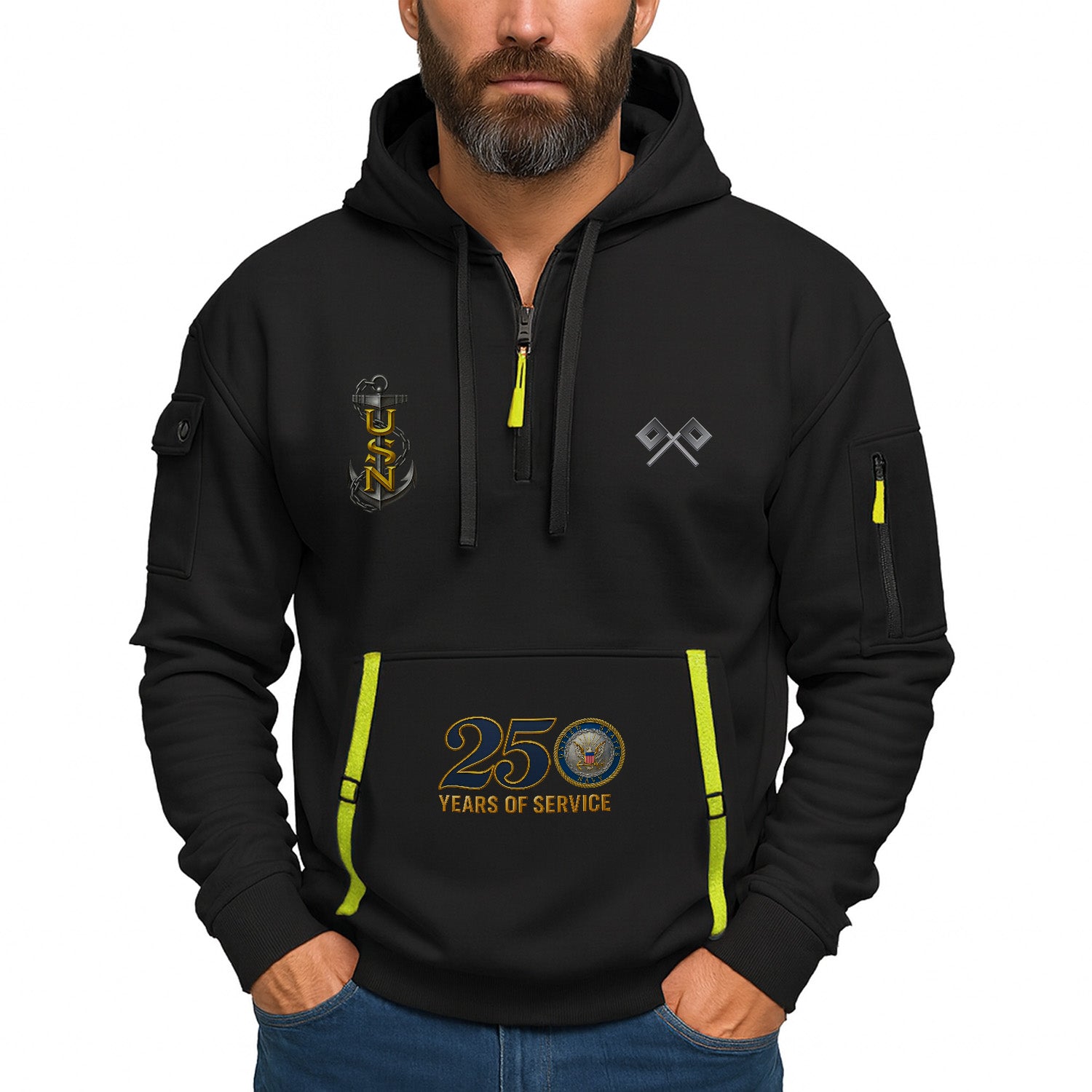 Personalized US Navy Quarter Zip Hoodie KRQZ03