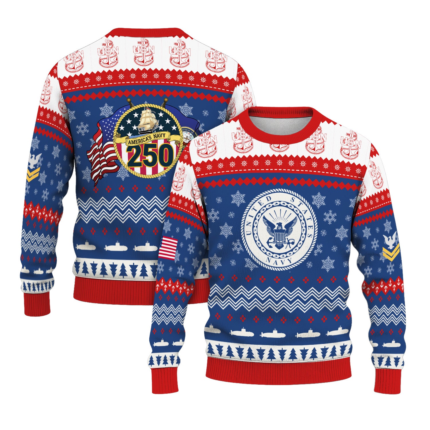 Personalized US Navy Christmas Ugly Sweater UST009