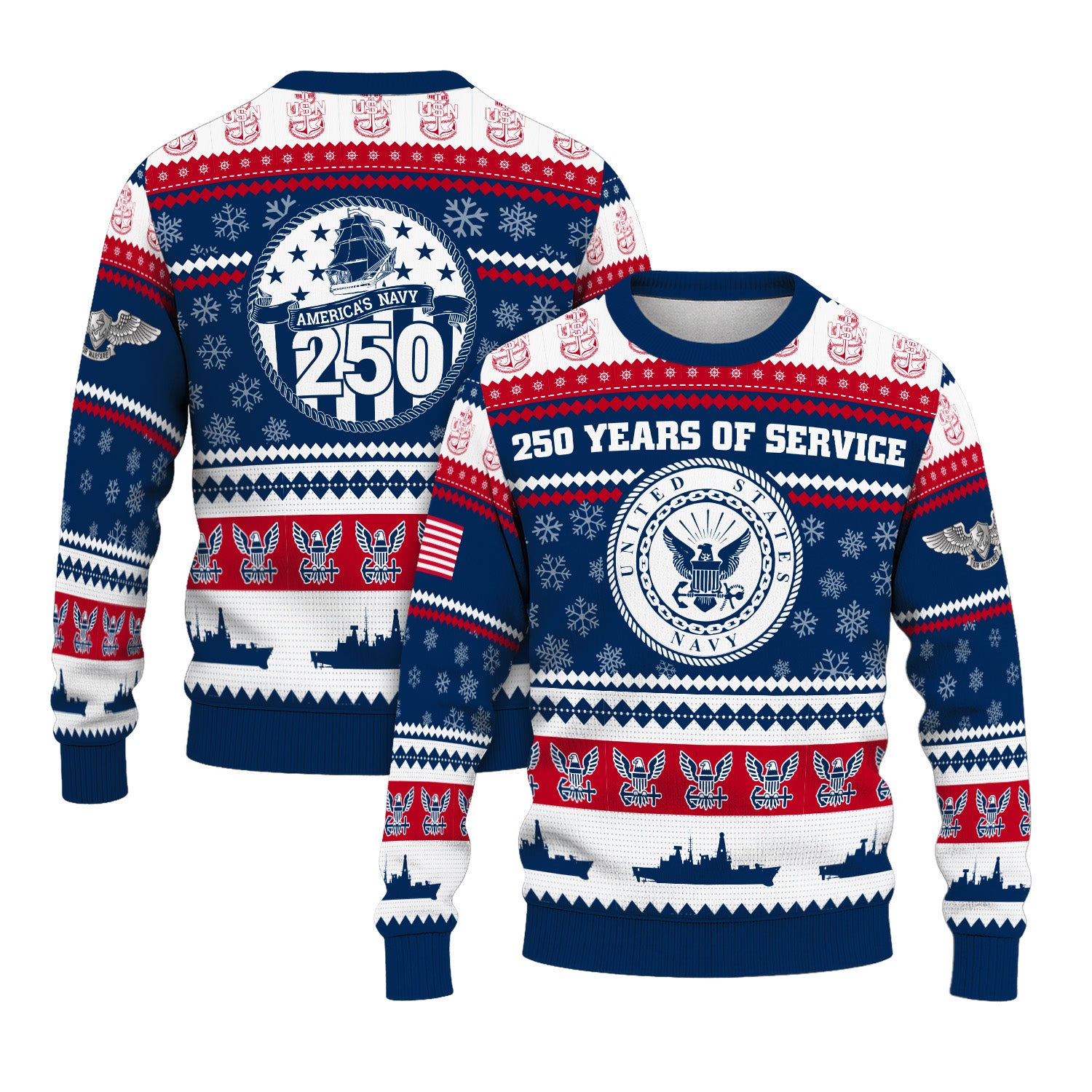 Personalized US Navy Christmas Ugly Sweater UST008
