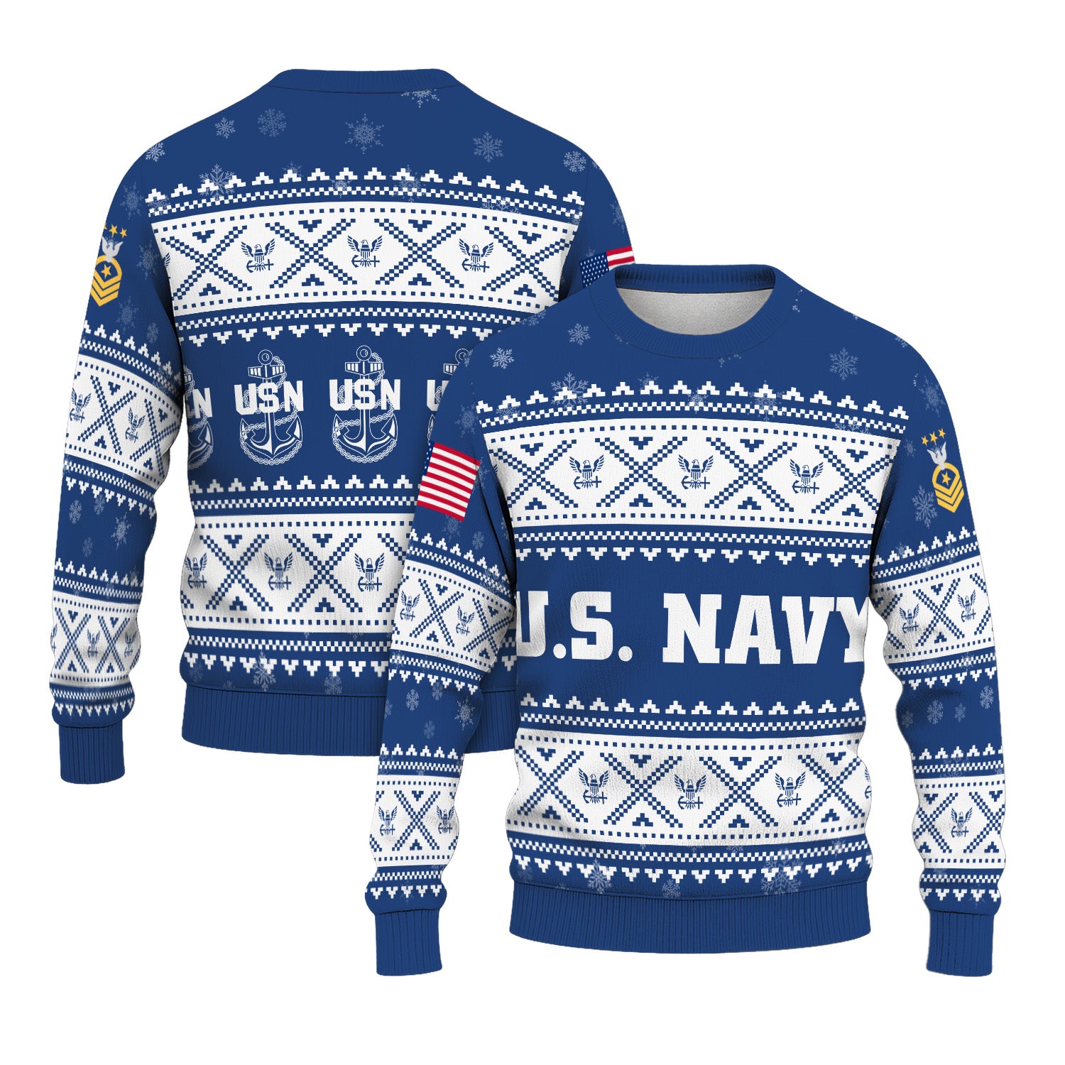 Personalized US Navy Christmas Ugly Sweater UST010