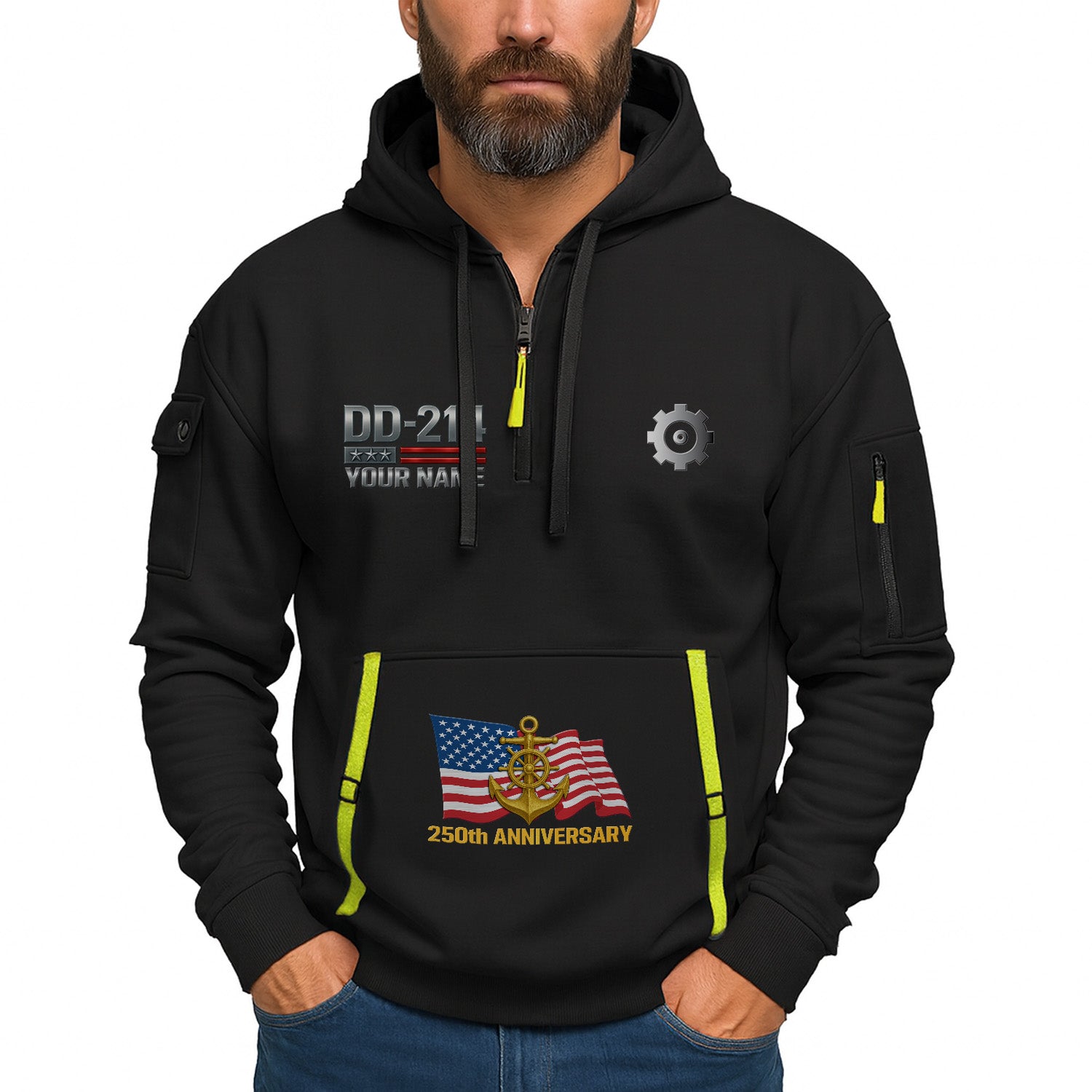 Personalized US Navy Quarter Zip Hoodie KRQZ05
