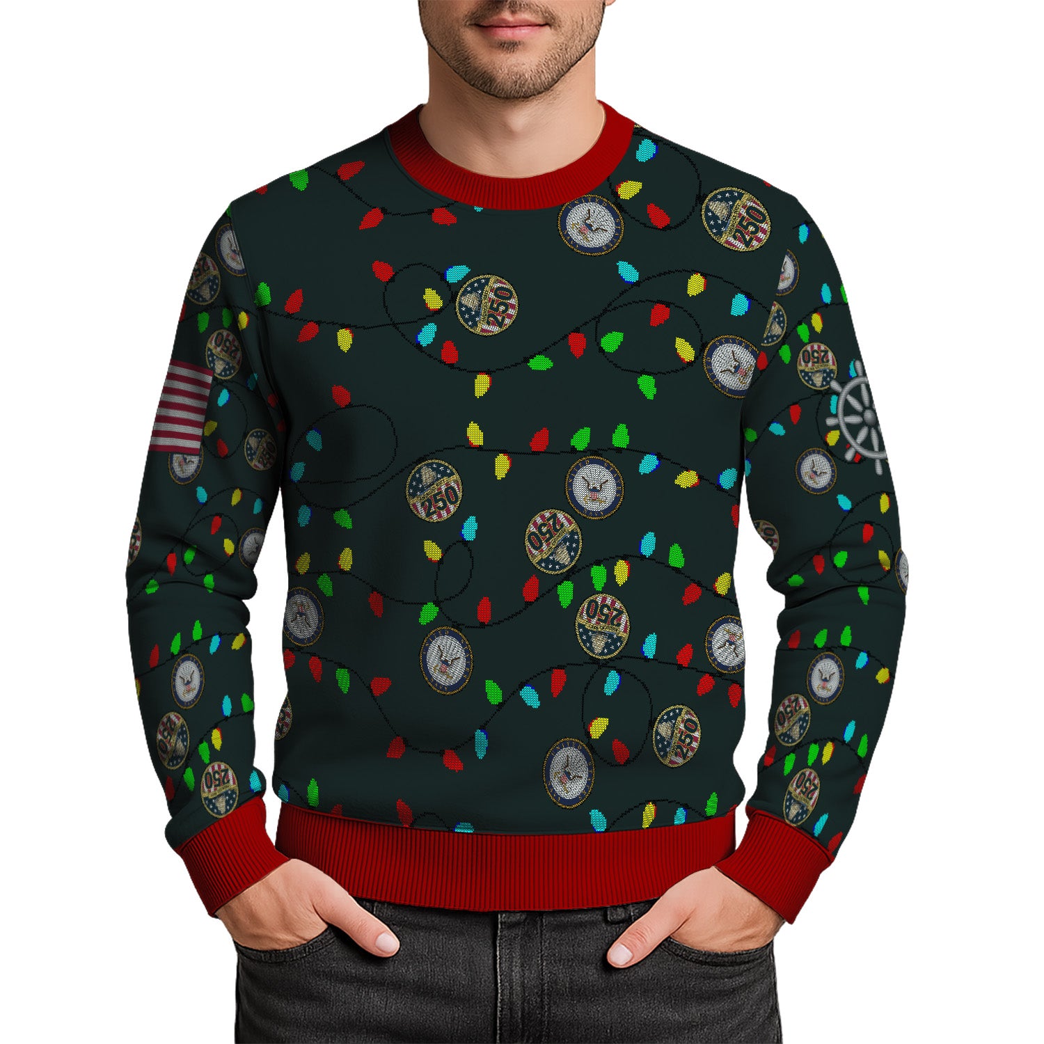 Personalized US Navy Christmas Ugly Sweater UST012