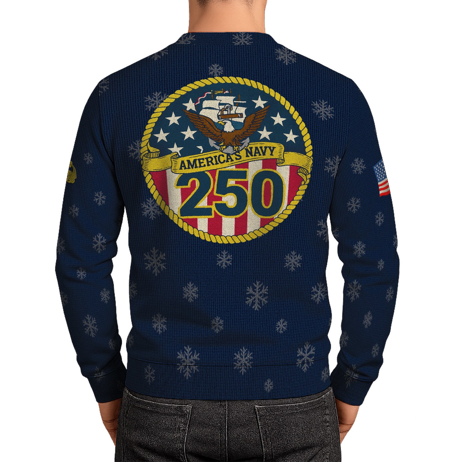 Personalized US Navy Christmas Ugly Sweater KRUST14