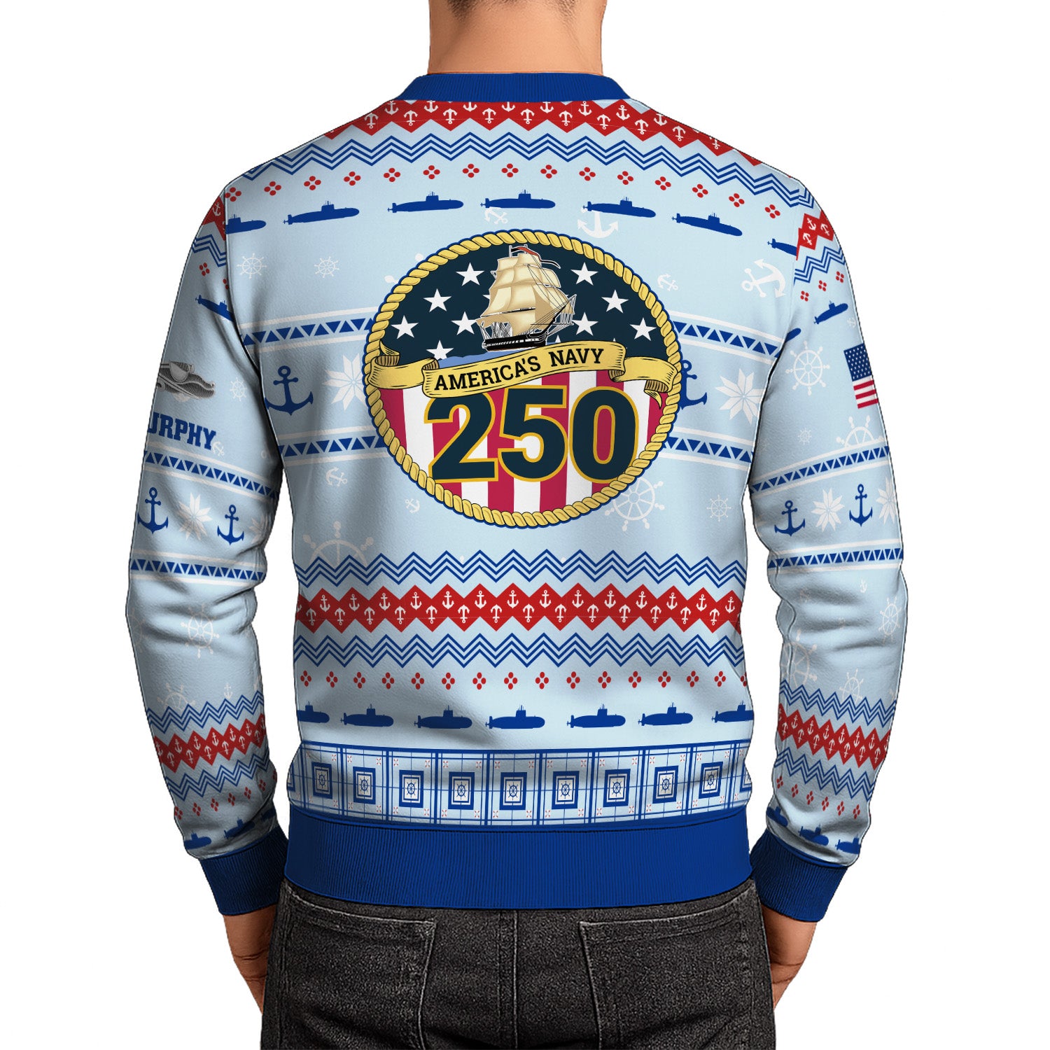 Personalized US Navy Christmas Ugly Sweater UST007