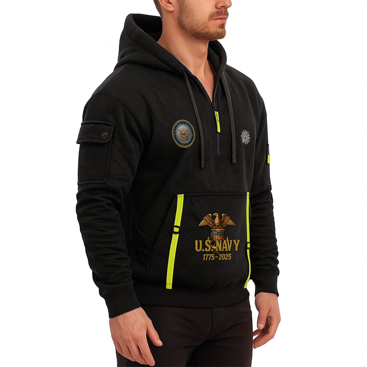 Personalized US Navy Quarter Zip Hoodie KRQZ04
