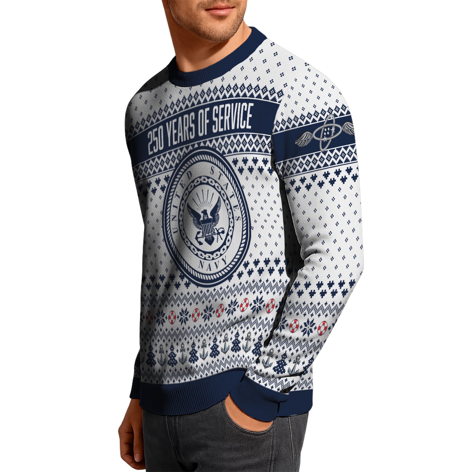 Personalized US Navy Christmas Ugly Sweater UST011