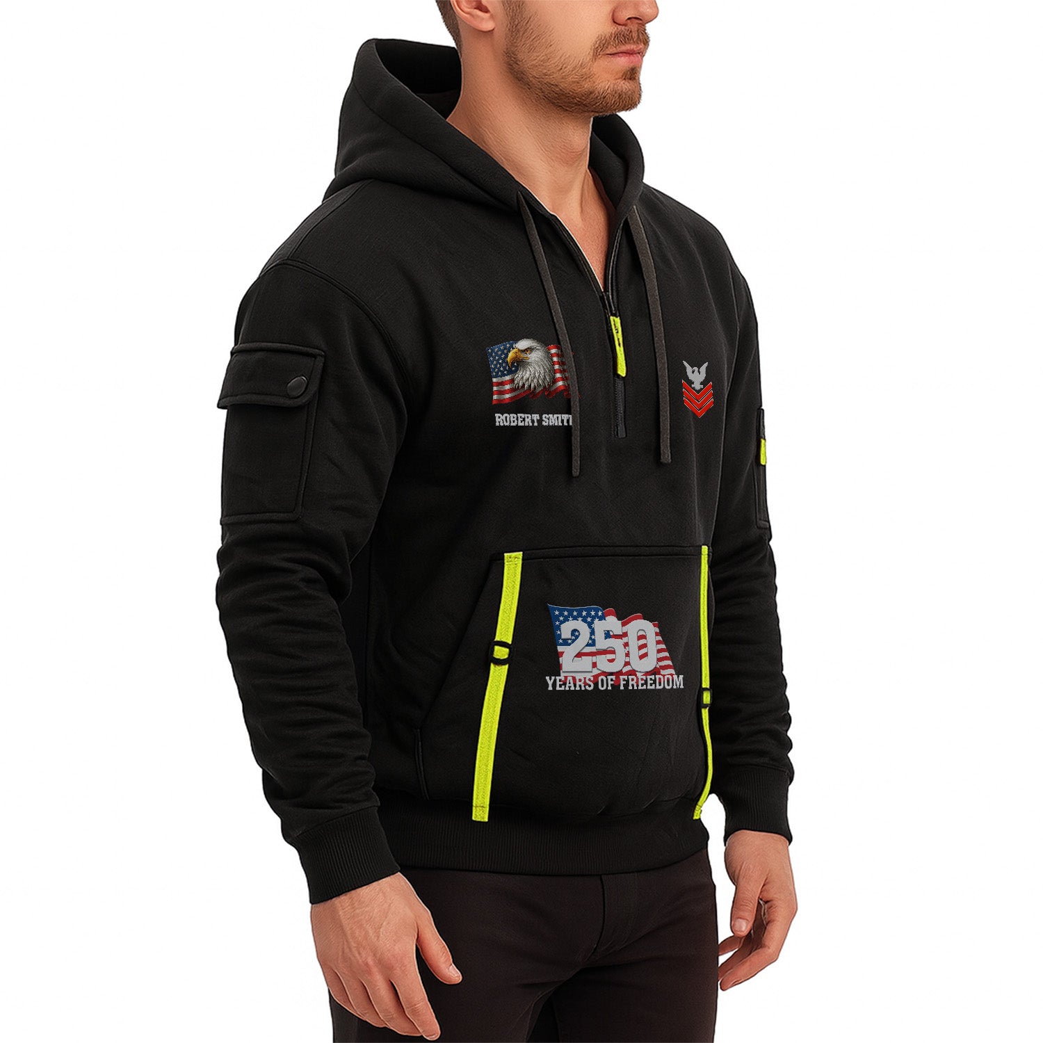 Personalized US Navy Quarter Zip Hoodie KRQZ02