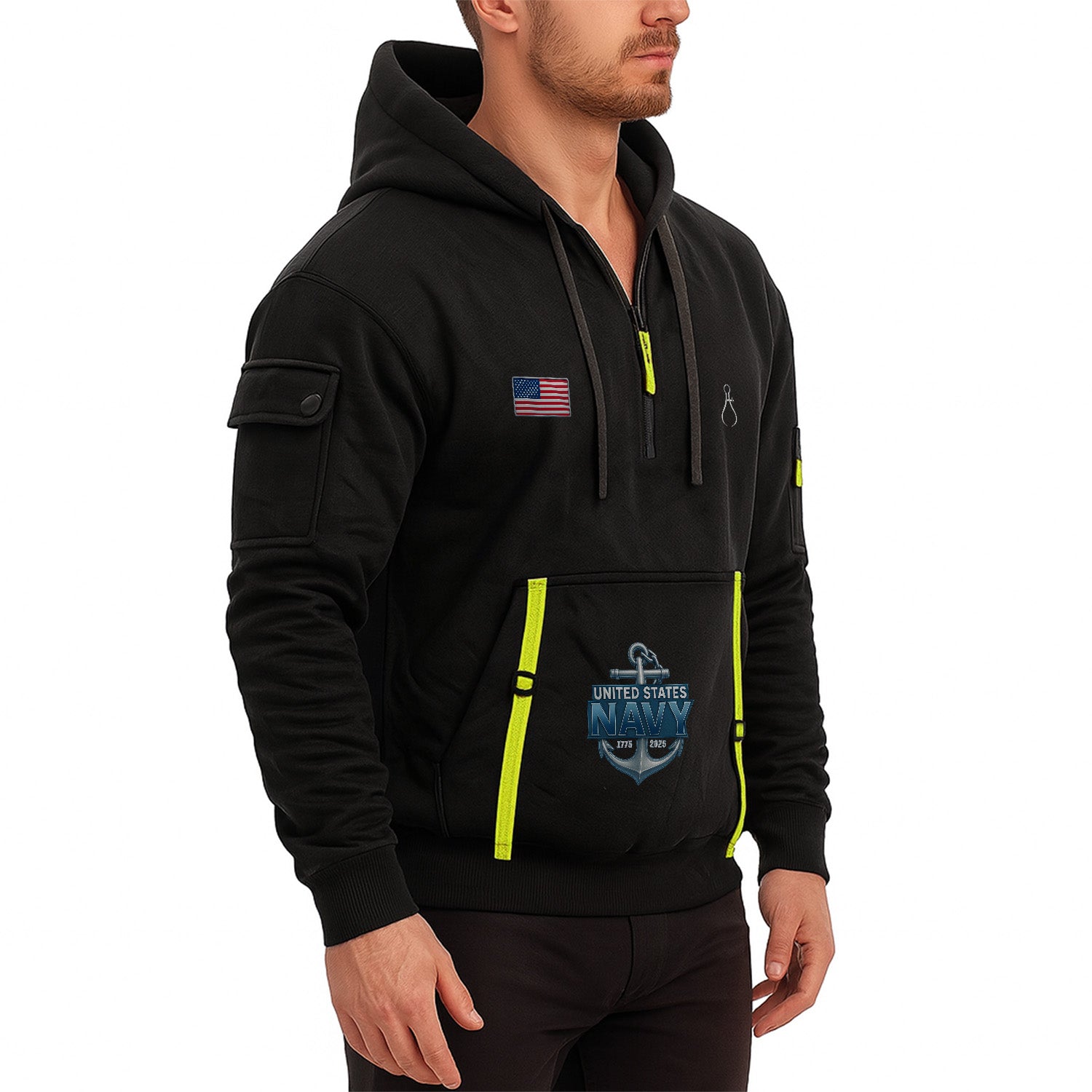 Personalized US Navy Quarter Zip Hoodie KRQZ07