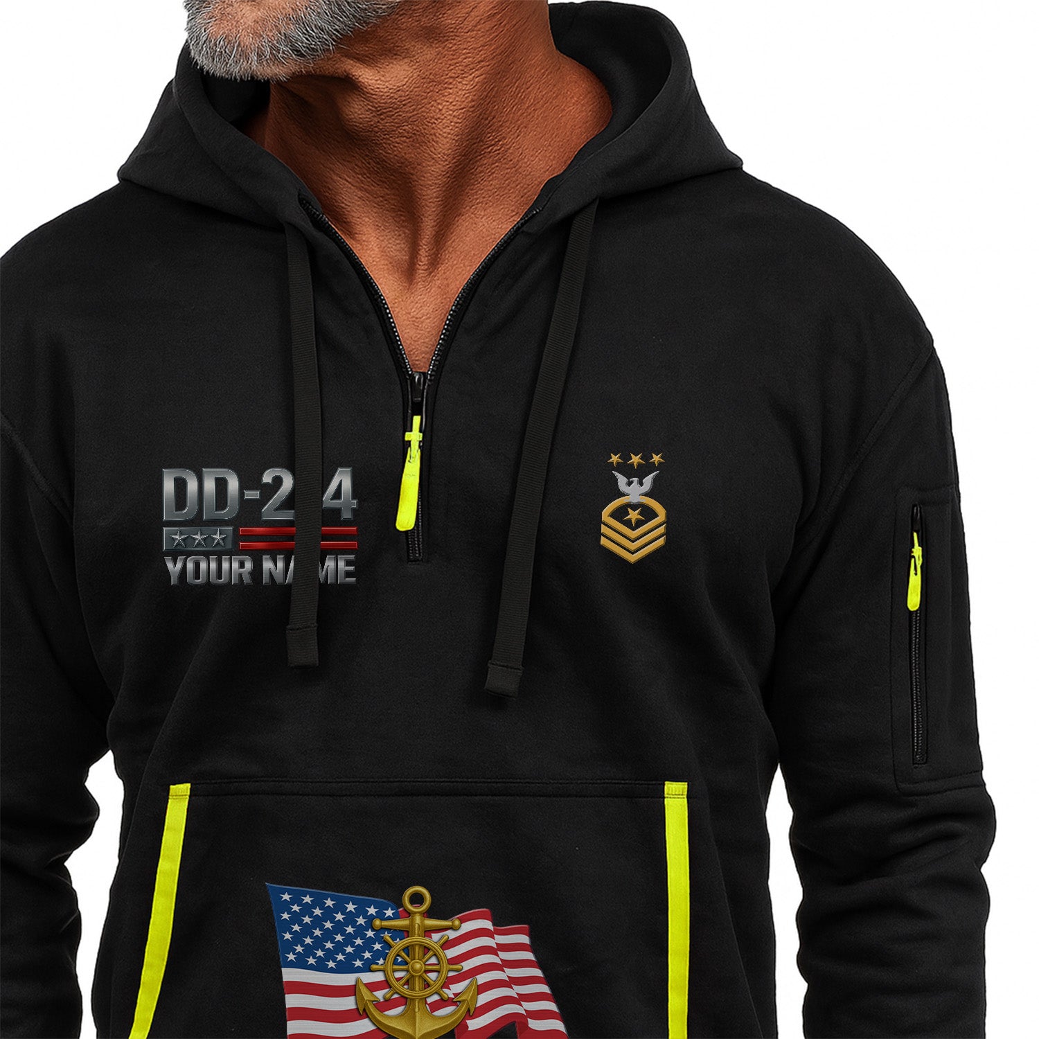 Personalized US Navy Quarter Zip Hoodie KRQZ05