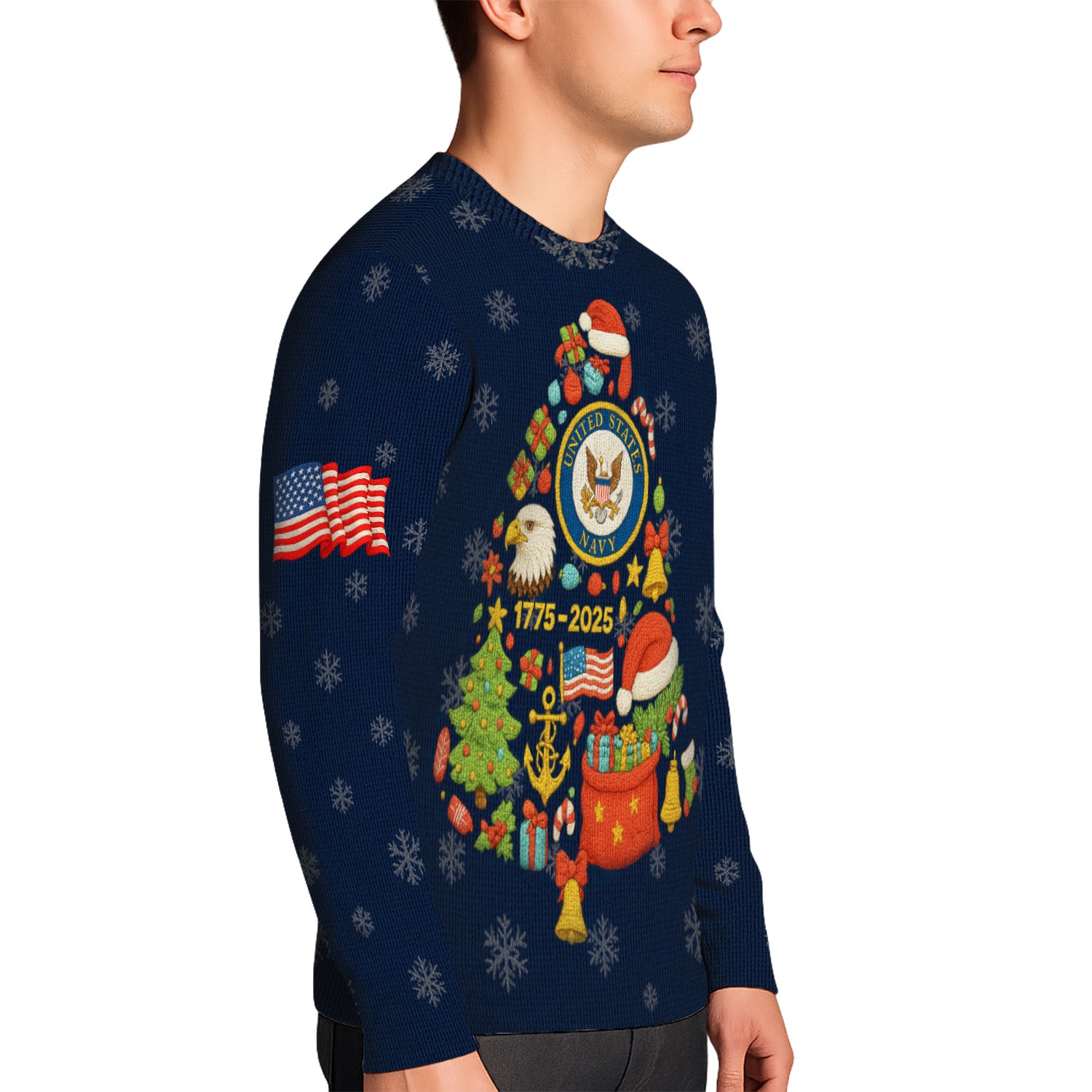 Personalized US Navy Christmas Ugly Sweater KRUST14