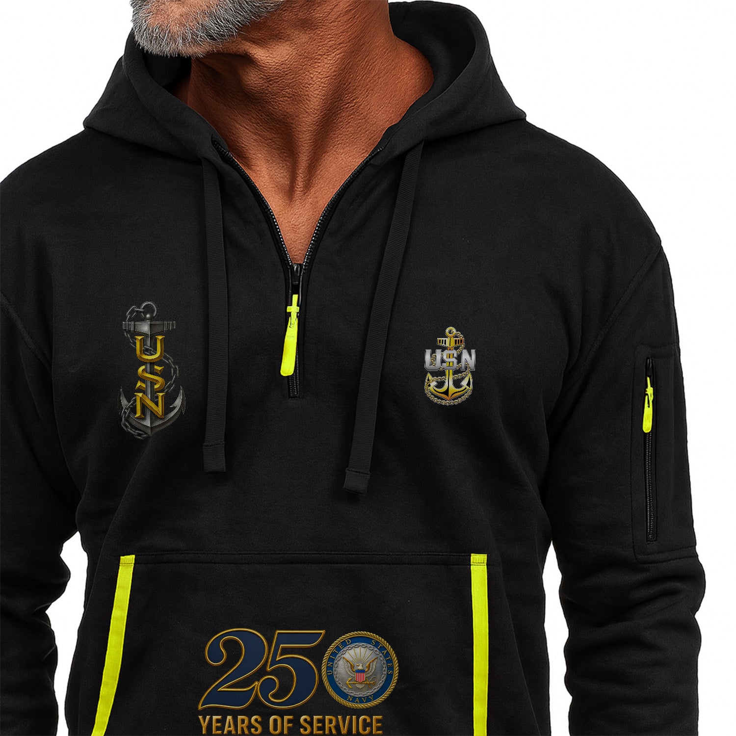 Personalized US Navy Quarter Zip Hoodie KRQZ03