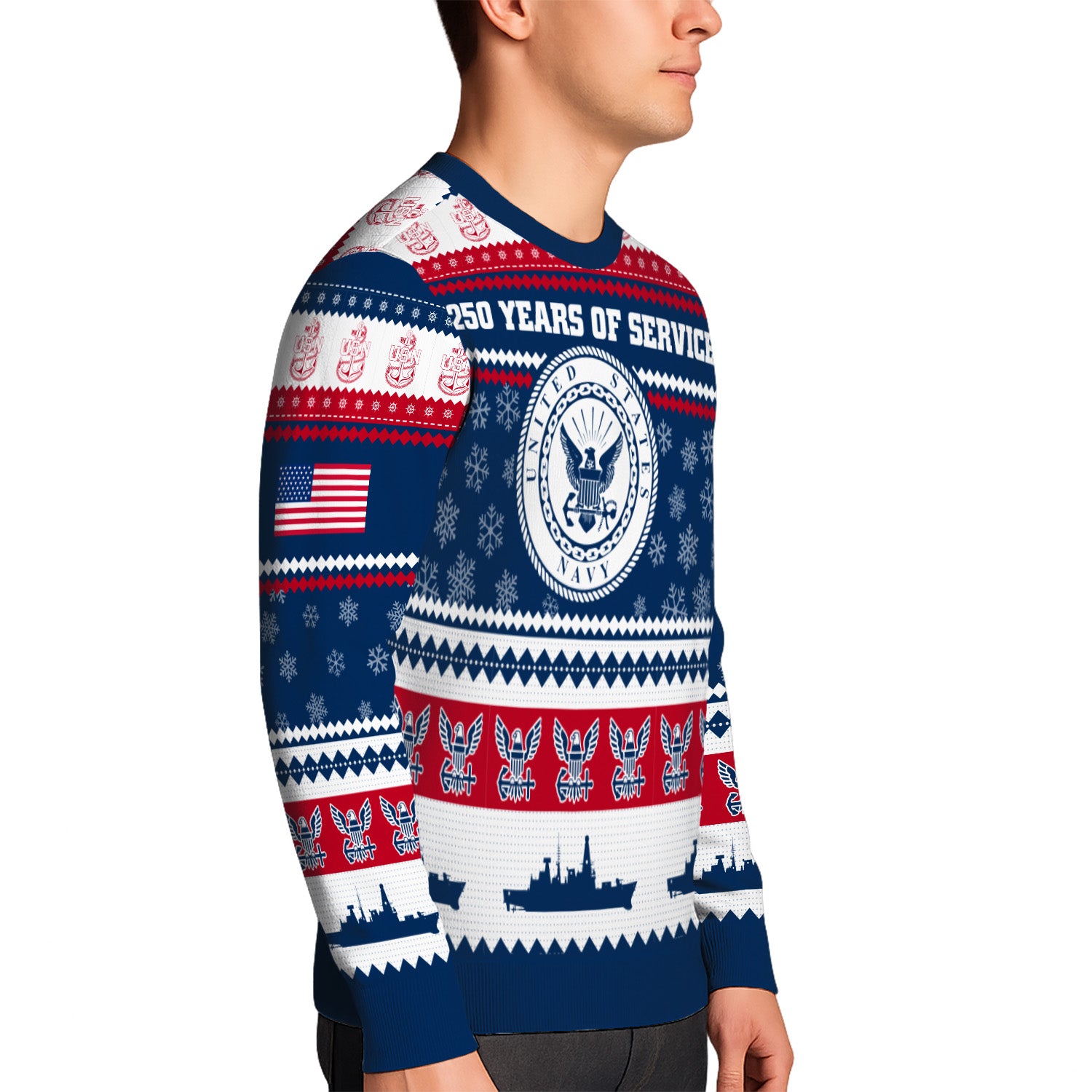 Personalized US Navy Christmas Ugly Sweater UST008