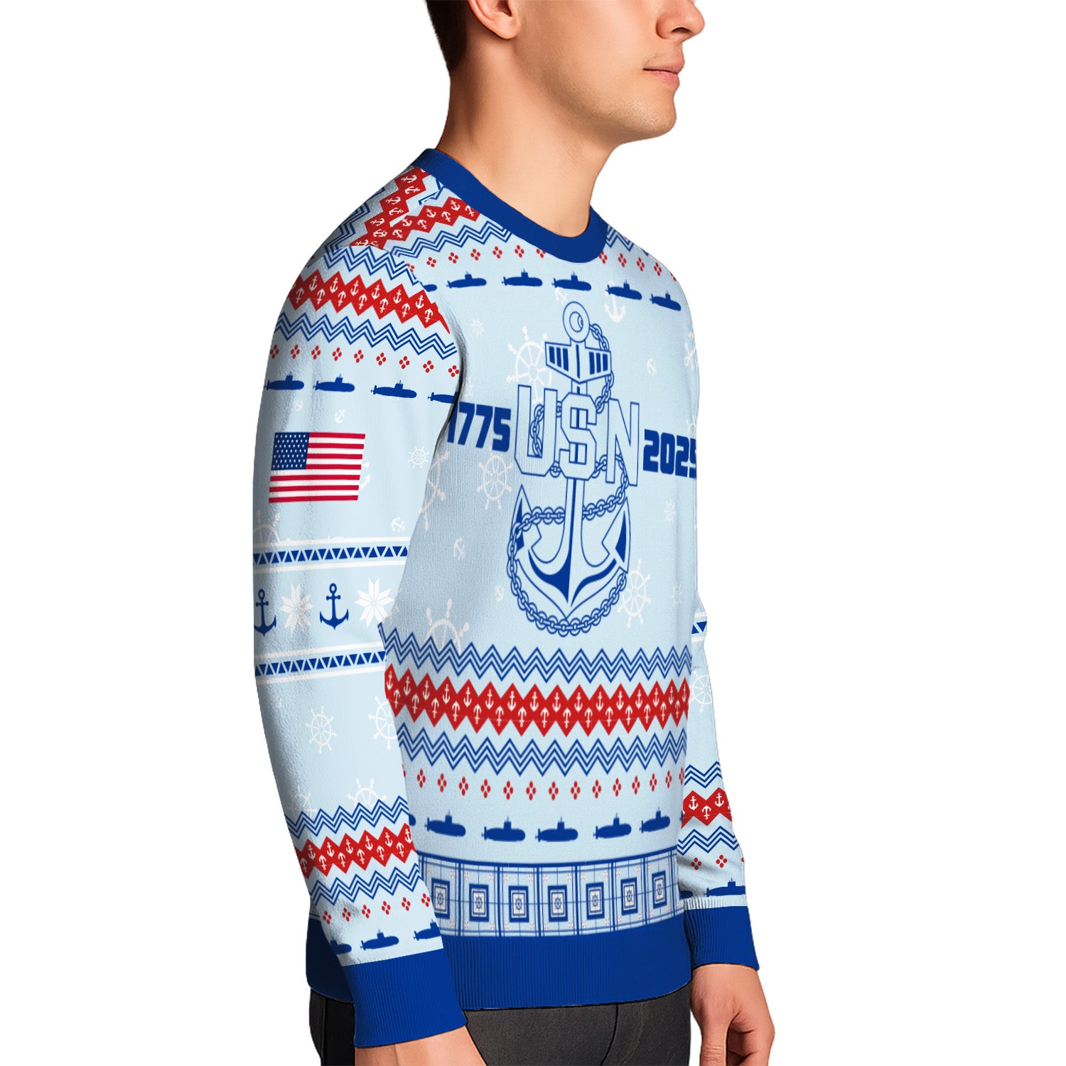 Personalized US Navy Christmas Ugly Sweater UST007