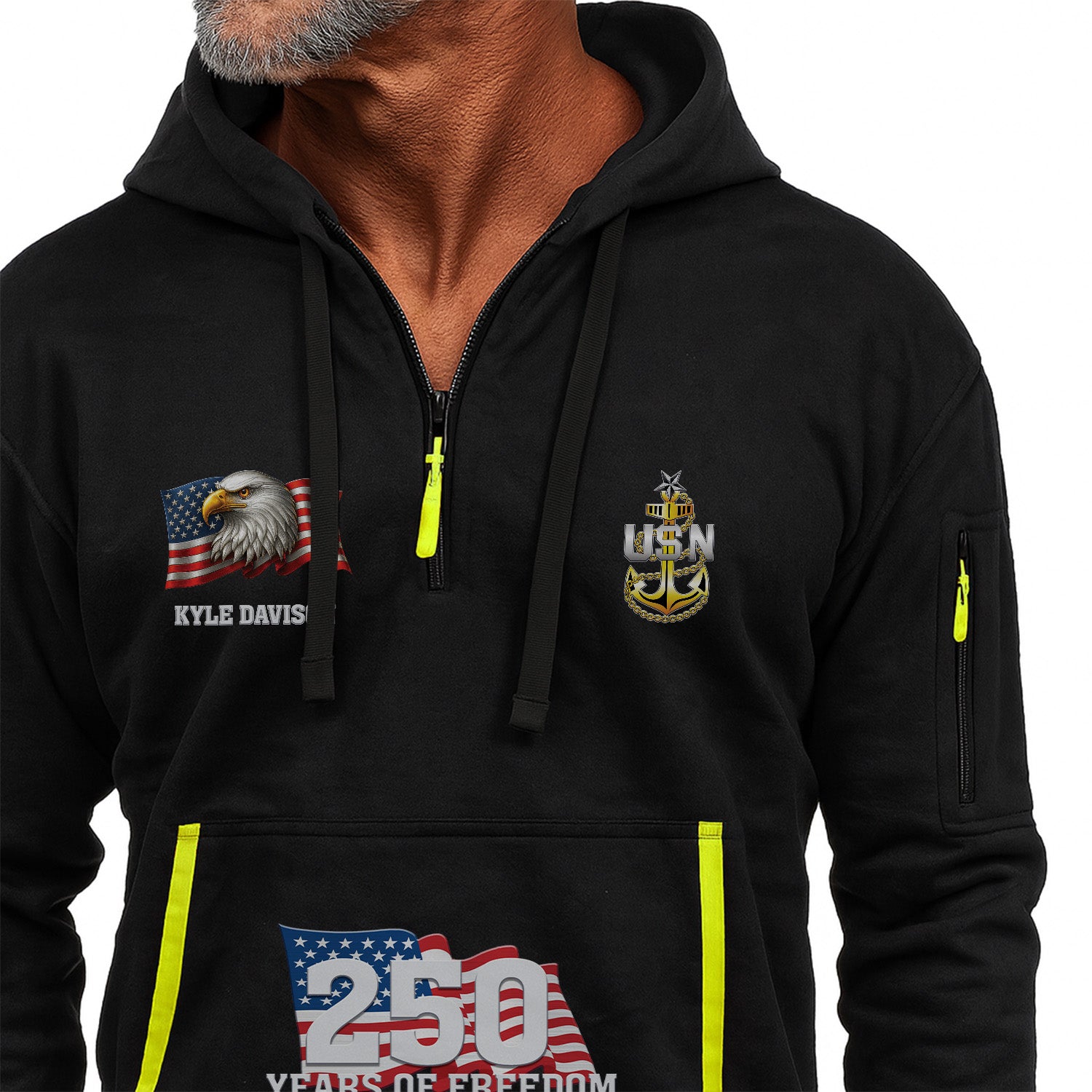 Personalized US Navy Quarter Zip Hoodie KRQZ02