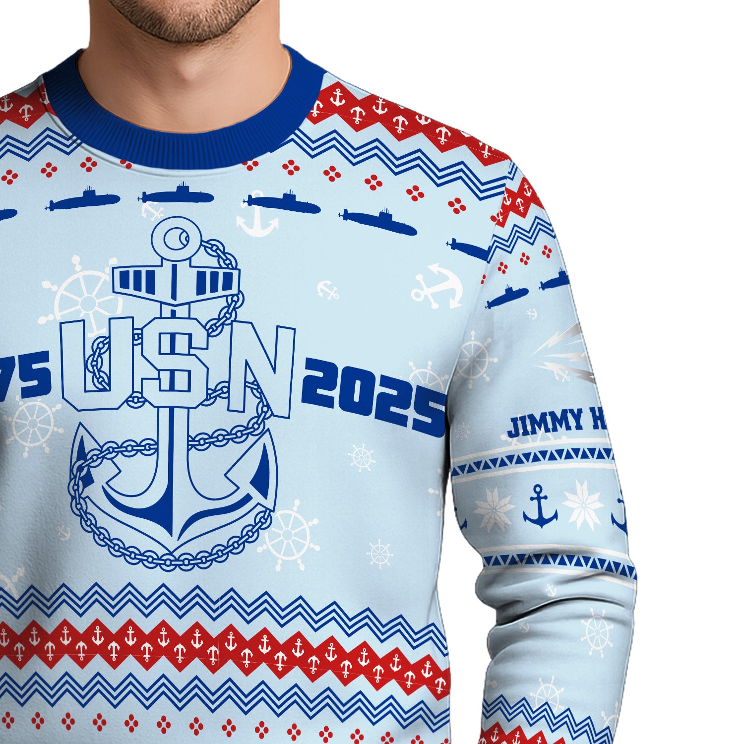 Personalized US Navy Christmas Ugly Sweater UST007