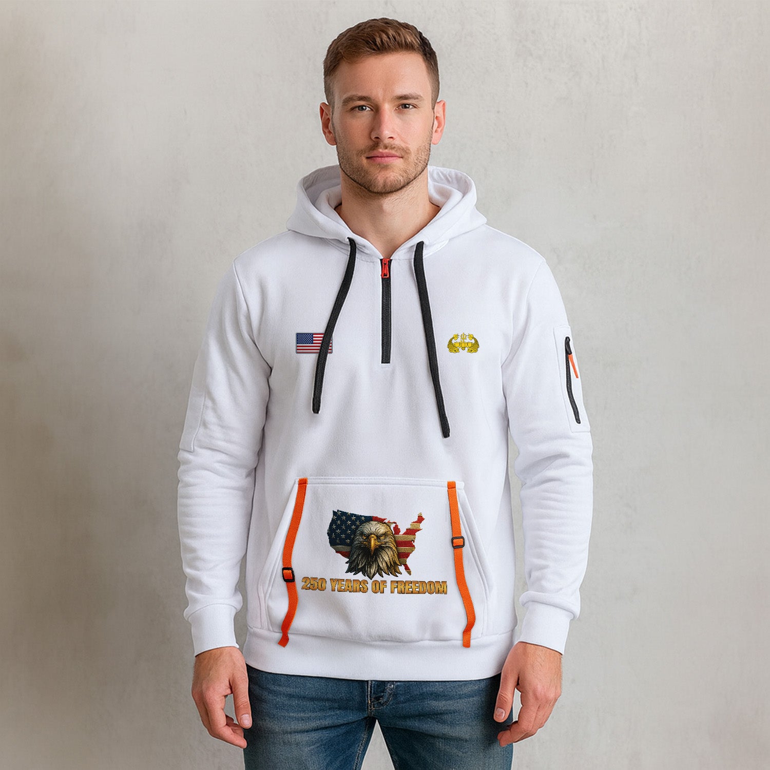 Personalized US Navy Quarter Zip Hoodie KRQZ09