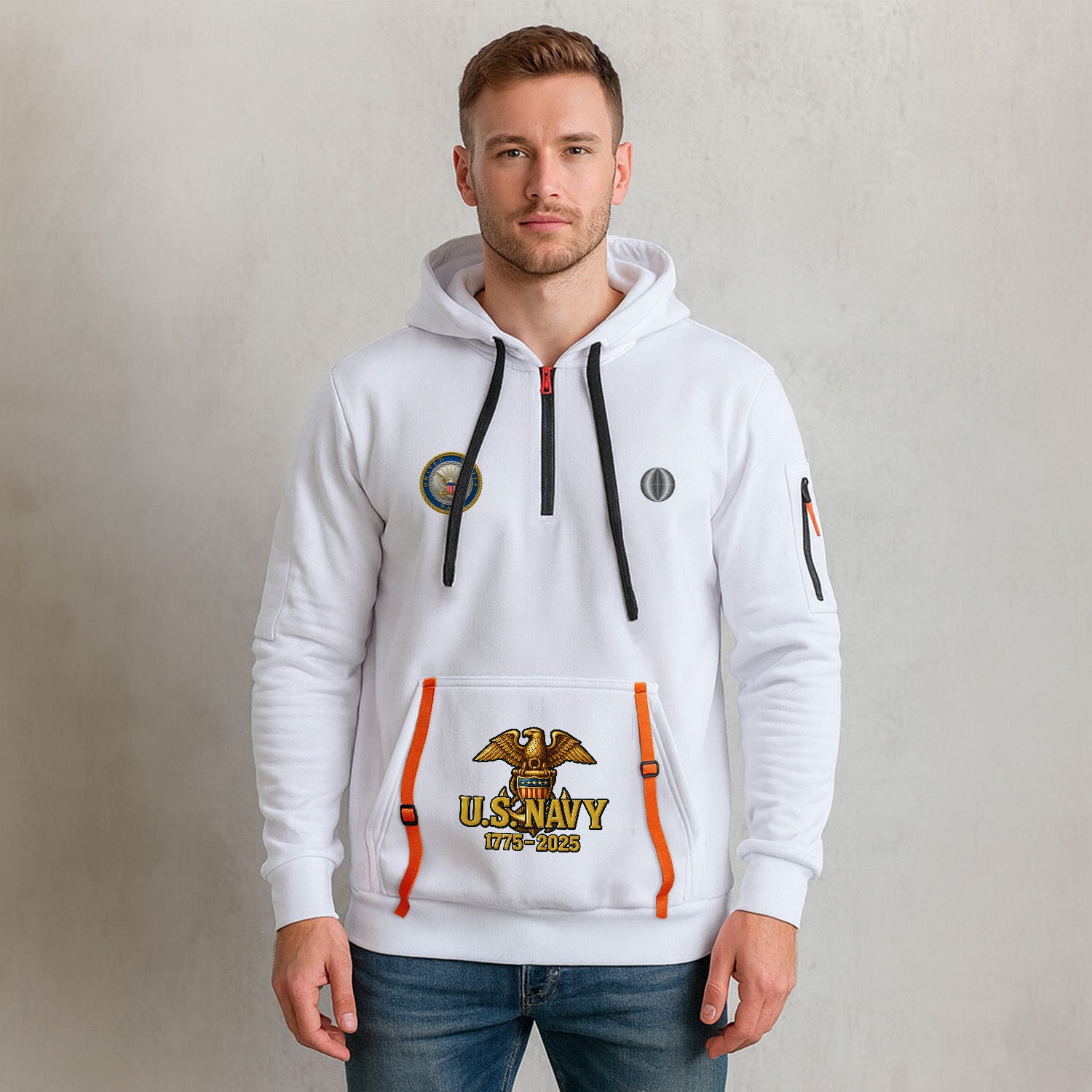 Personalized US Navy Quarter Zip Hoodie KRQZ04