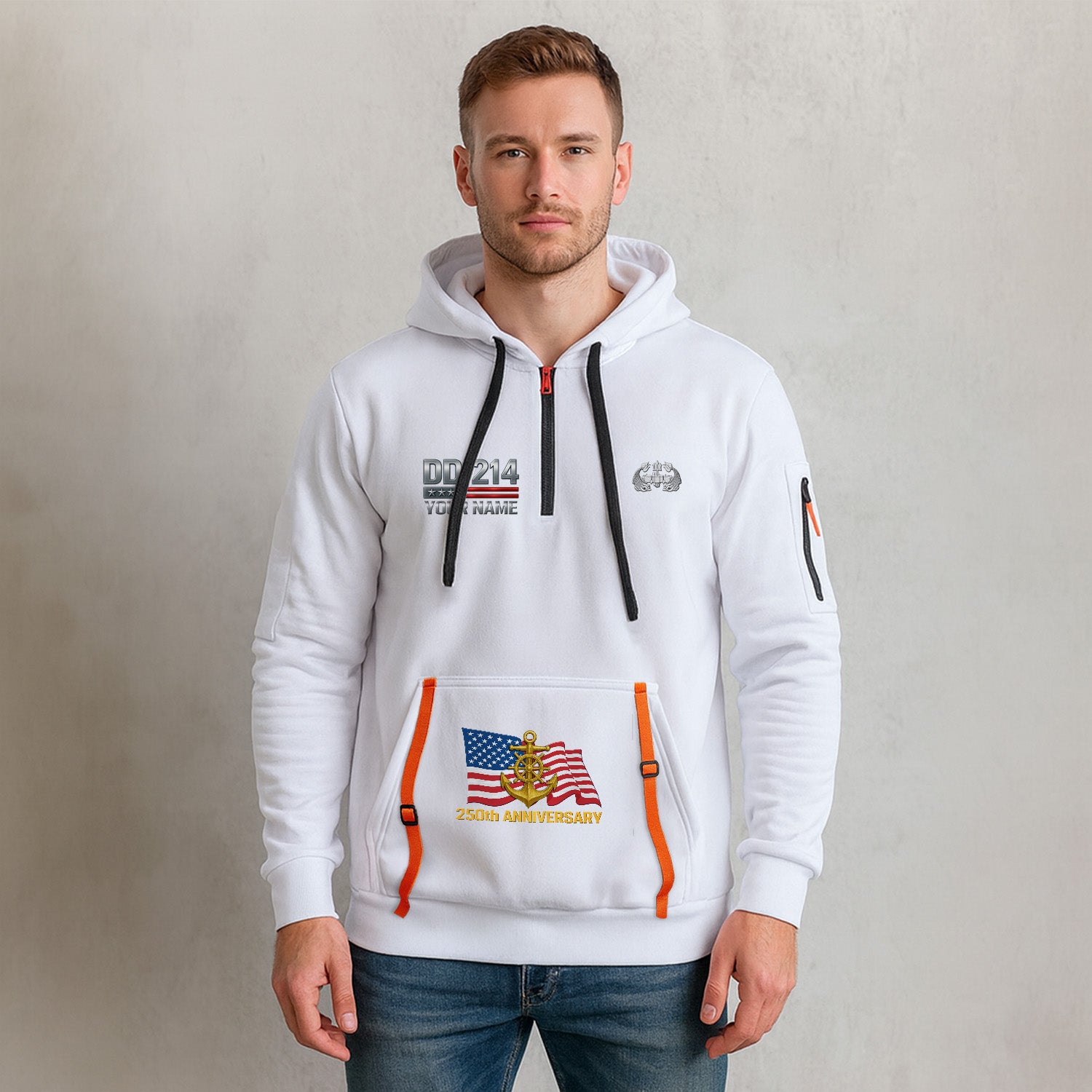 Personalized US Navy Quarter Zip Hoodie KRQZ05