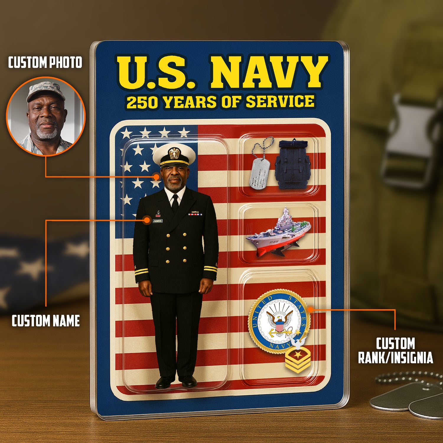 Personalized Acrylic Plaque with Chief Service Dress Uniform