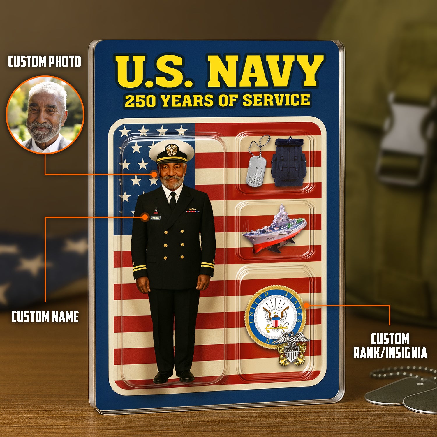 Personalized Acrylic Plaque with Chief Service Dress Uniform