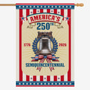 America 250th Semiquincentennial House Flag Liberty Bell Patriotic USA 1776-2026 Independence Banner