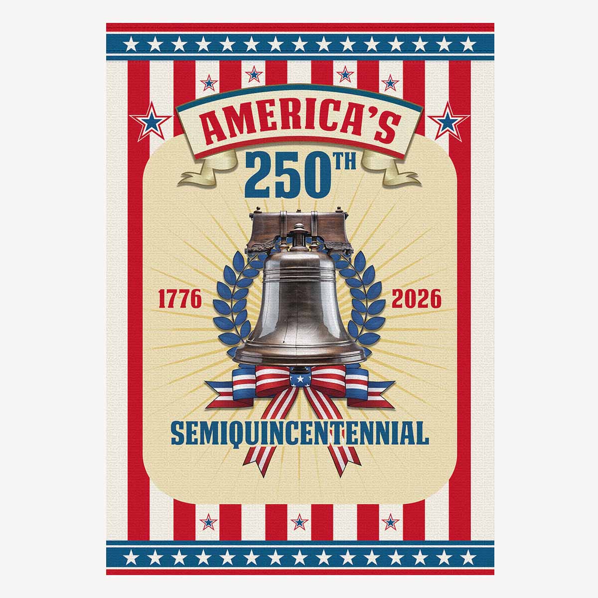 America 250th Semiquincentennial House Flag Liberty Bell Patriotic USA 1776-2026 Independence Banner