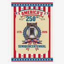 America 250th Semiquincentennial House Flag Liberty Bell Patriotic USA 1776-2026 Independence Banner