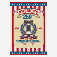 America 250th Semiquincentennial House Flag Liberty Bell Patriotic USA 1776-2026 Independence Banner