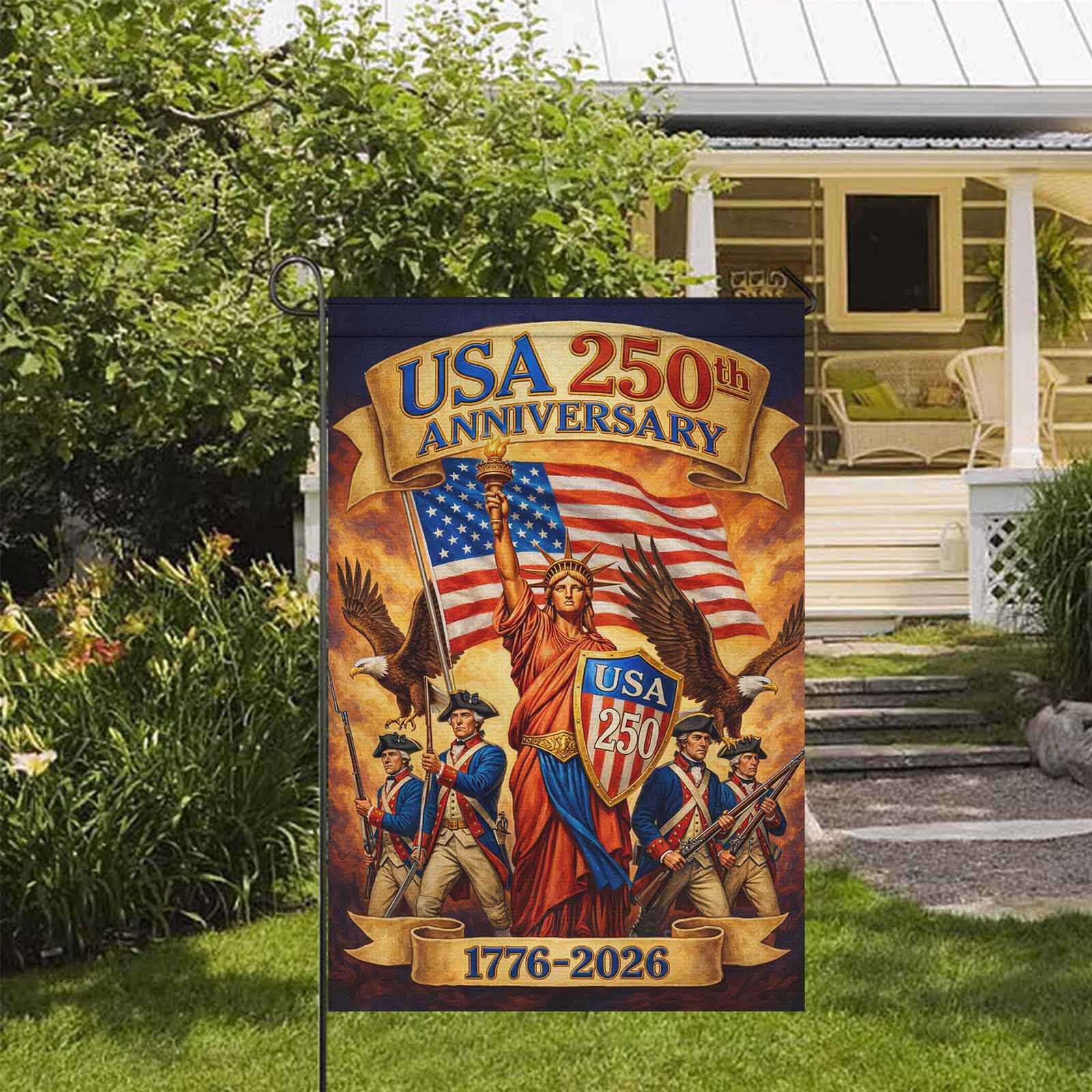America 250 Garden Flag USA 250th Anniversary 1776-2026 Patriotic Liberty Decor