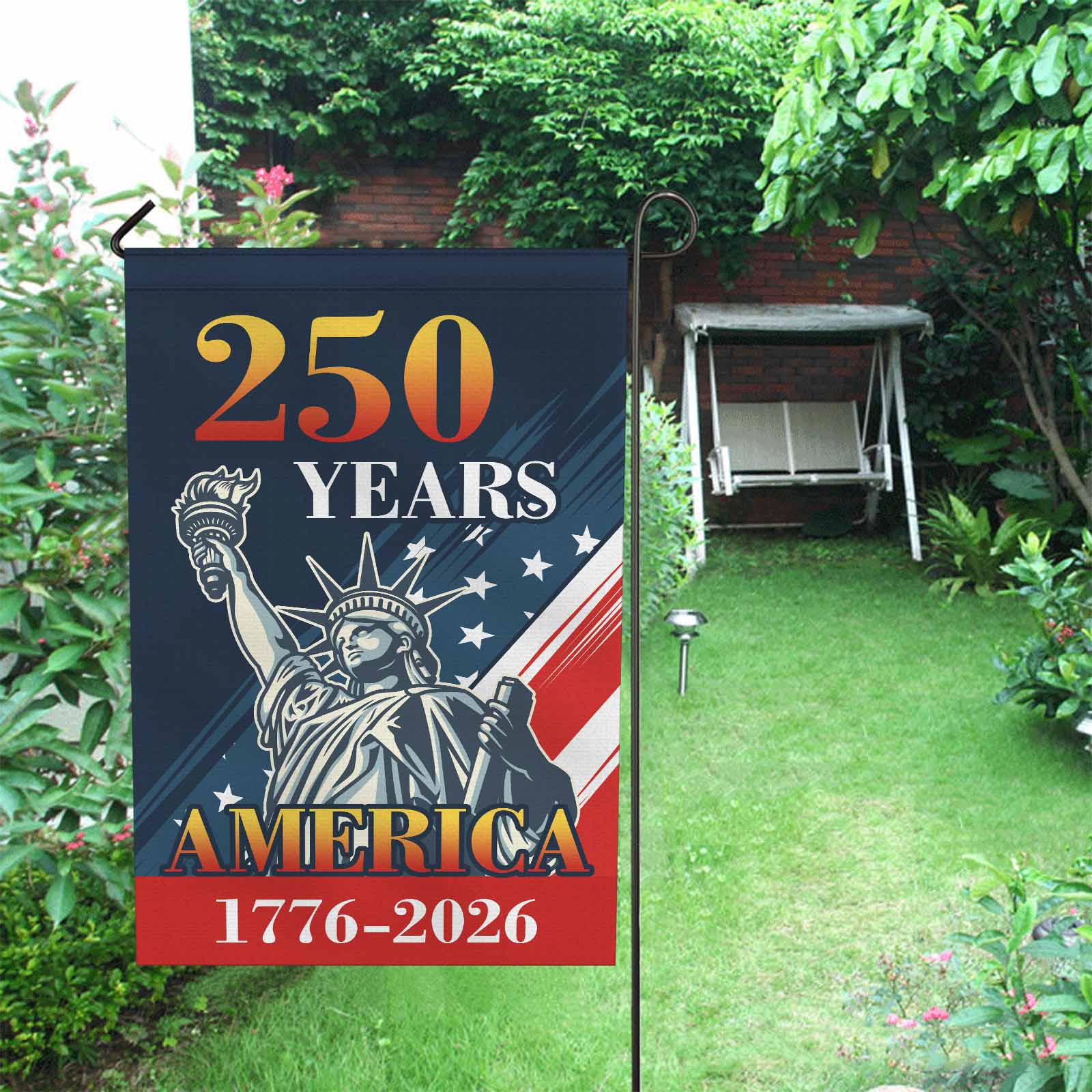 250 Years of America Garden Flag – Statue of Liberty Patriotic Flag 1776–2026