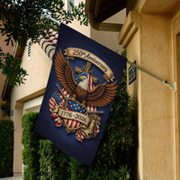 America 250 House Flag Patriotic Eagle Liberty Bell Cross 1776-2026 Anniversary