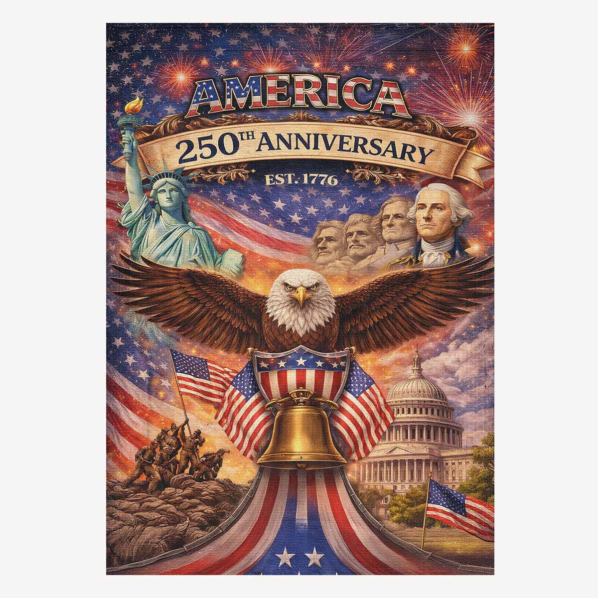 America 250 House Flag 1776–2026 Patriotic Celebration Banner