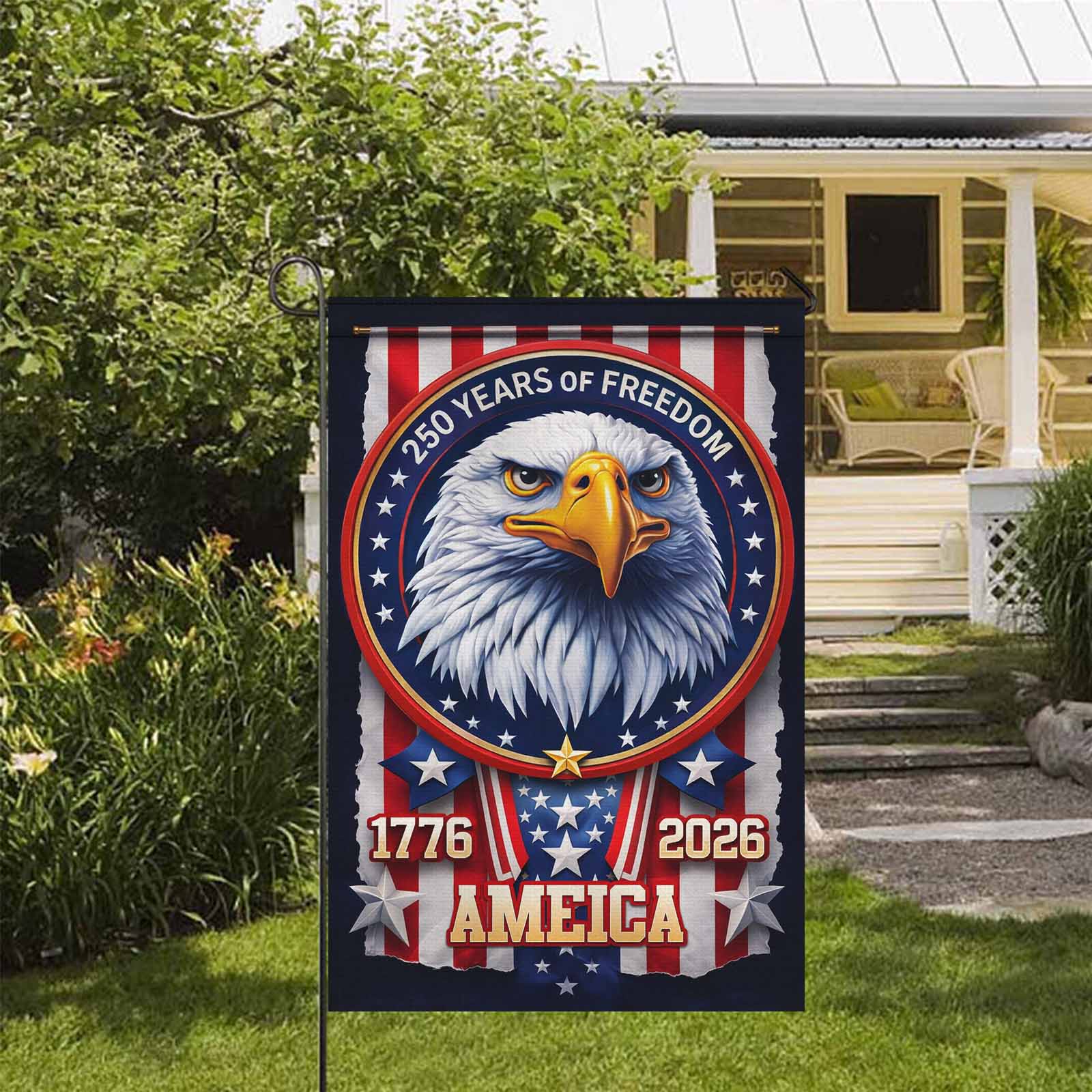 America 250 Garden Flag – Patriotic Eagle Emblem 1776–2026 Anniversary