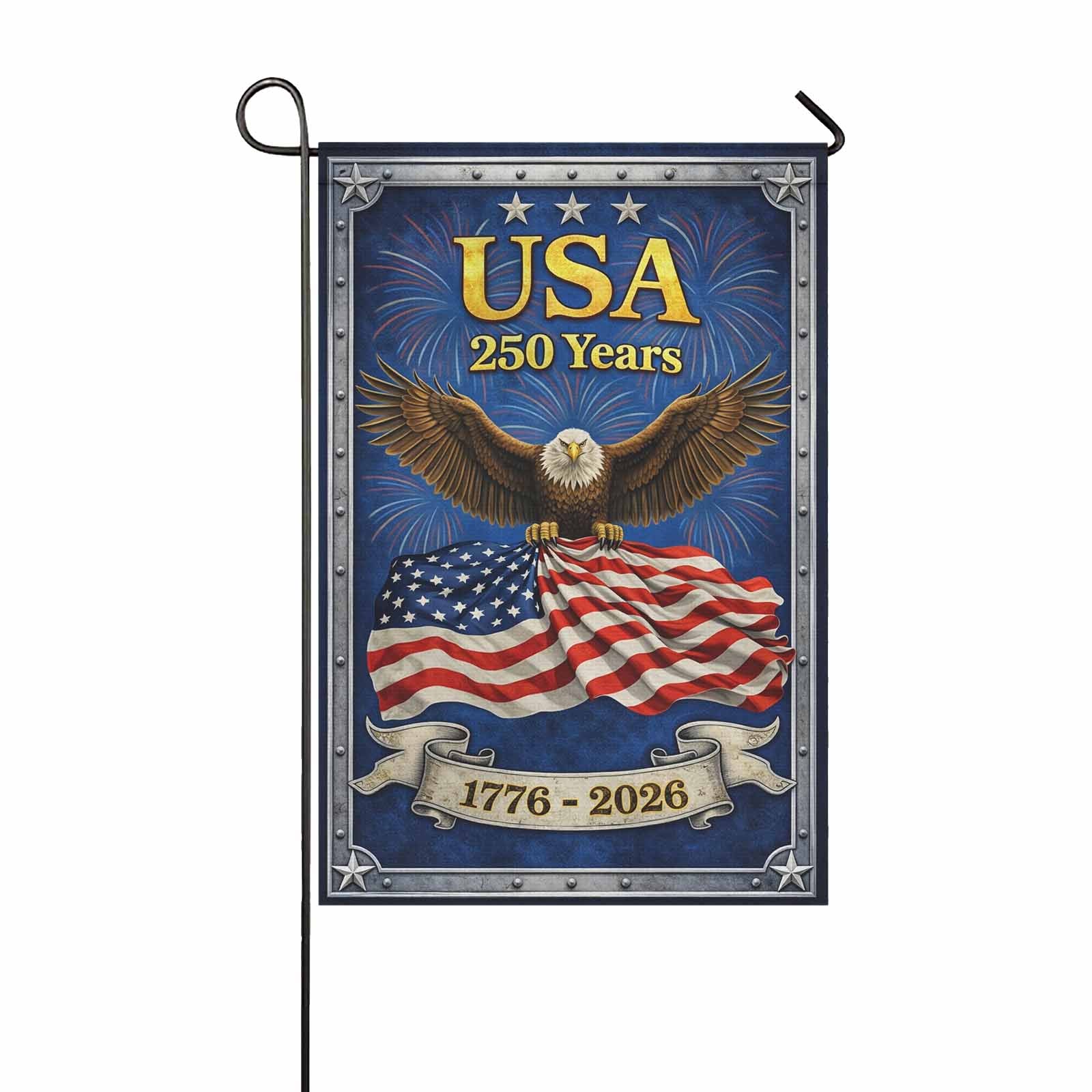 USA 250 Years Garden Flag – 1776–2026 Patriotic Eagle Decor
