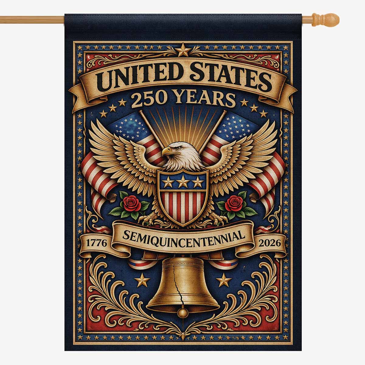 America 250 Patriotic Eagle Liberty Bell Garden Flag Decor