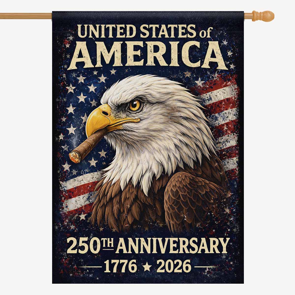 USA 250th Anniversary House Flag 1776–2026 Patriotic Eagle Banner
