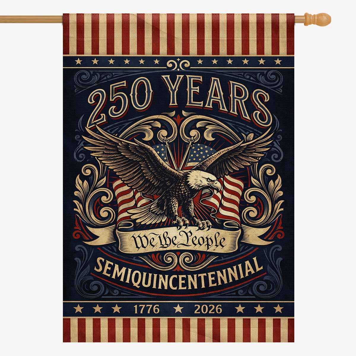 Patriotic Eagle USA 250 Years Independence House Flag