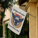 Proud Military Mom House Flag America 250 Patriotic Eagle 1776-2026 Freedom Banner