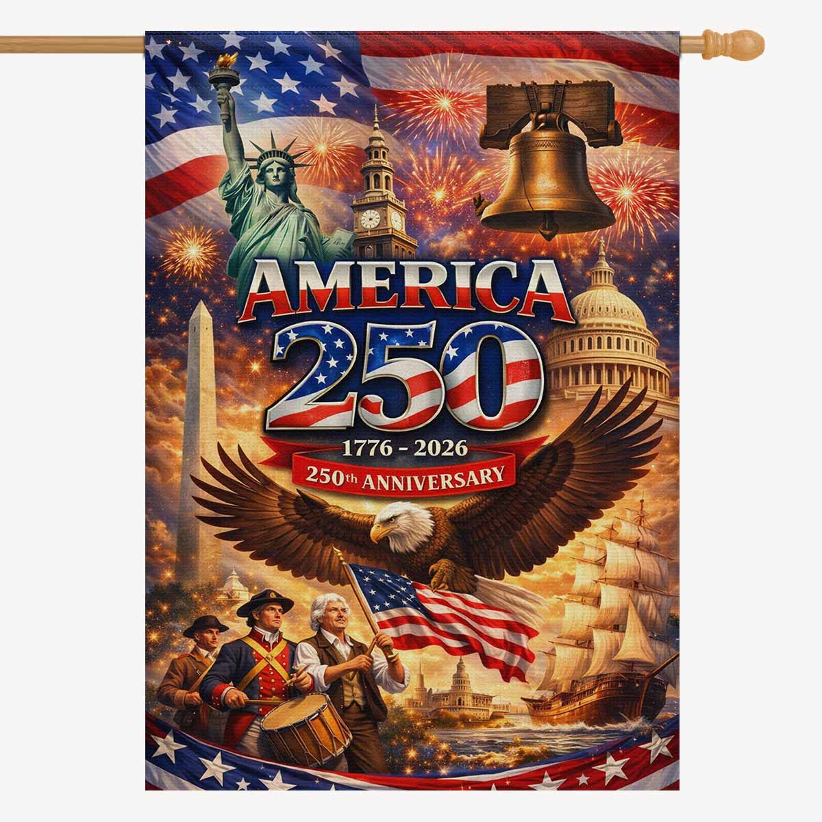 America 250 House Flag – 250th Anniversary Patriotic Celebration 1776–2026