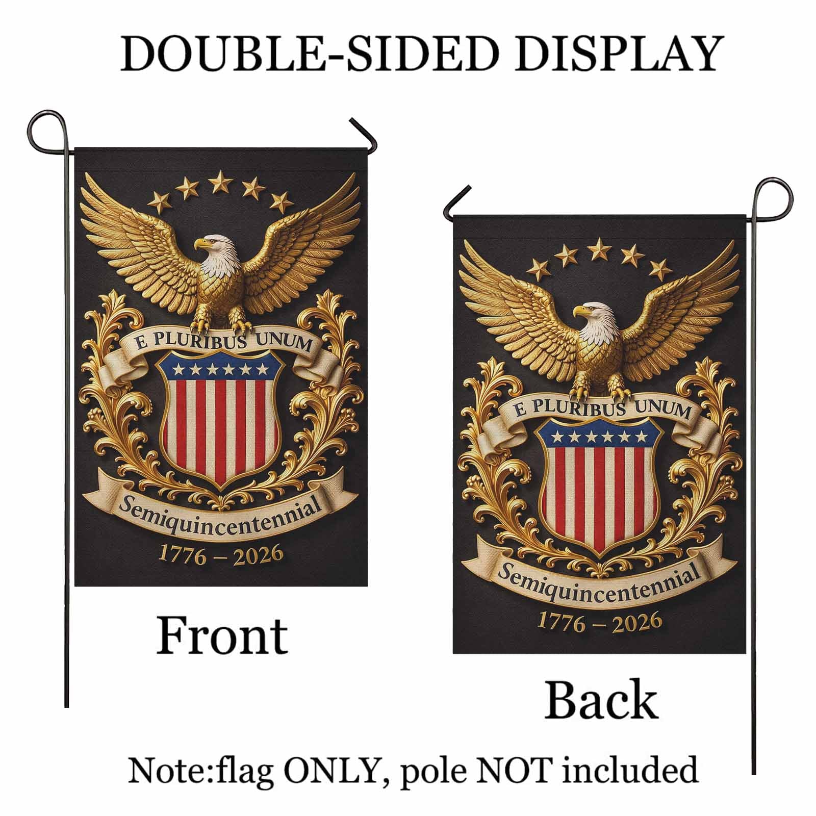 USA 250 Garden Flag Patriotic Eagle Crest 1776-2026 America Semiquincentennial