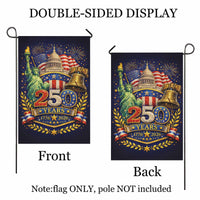 America 250 Garden Flag Statue of Liberty Liberty Bell Patriotic USA Flag Decor