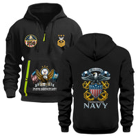 Custom US Navy Ranks Quarter Zip Hoodie TQZ05